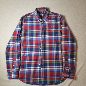 Ralph Lauren Men's Plaid Button Down Shirt Large Red Blue Green Check Cotton